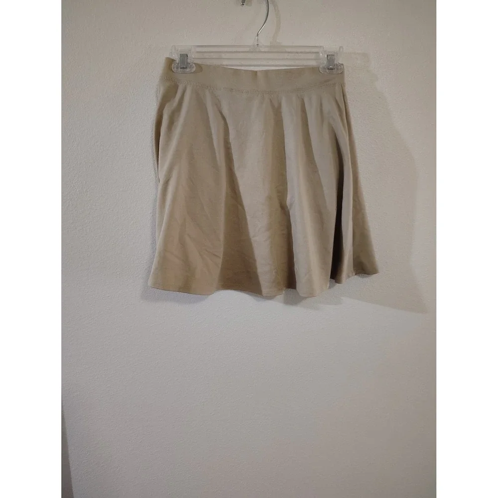 The Childrens Place Tan Skater Skirt Girls Size 14 XL Khaki Flare Pull On Mini - Picture 2 of 3